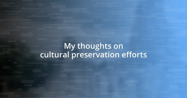 My thoughts on cultural preservation efforts