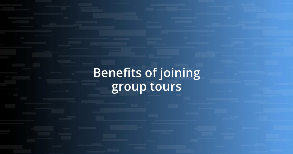 Benefits of joining group tours