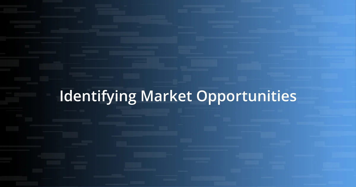 Identifying Market Opportunities